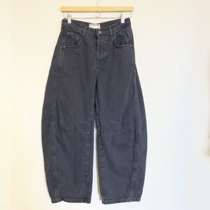 Free People We The Free Lucky You Mid Rise Black Barrel Jeans Size 27 Streetwear